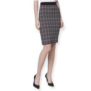 WHBM Windowpane Knit Sweater Skirt in Black/Ecru